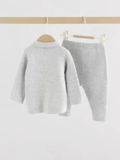 Truien En Breisels|Next Grijs - Babyset met gebreide trui en legging (0mnd-2jr)