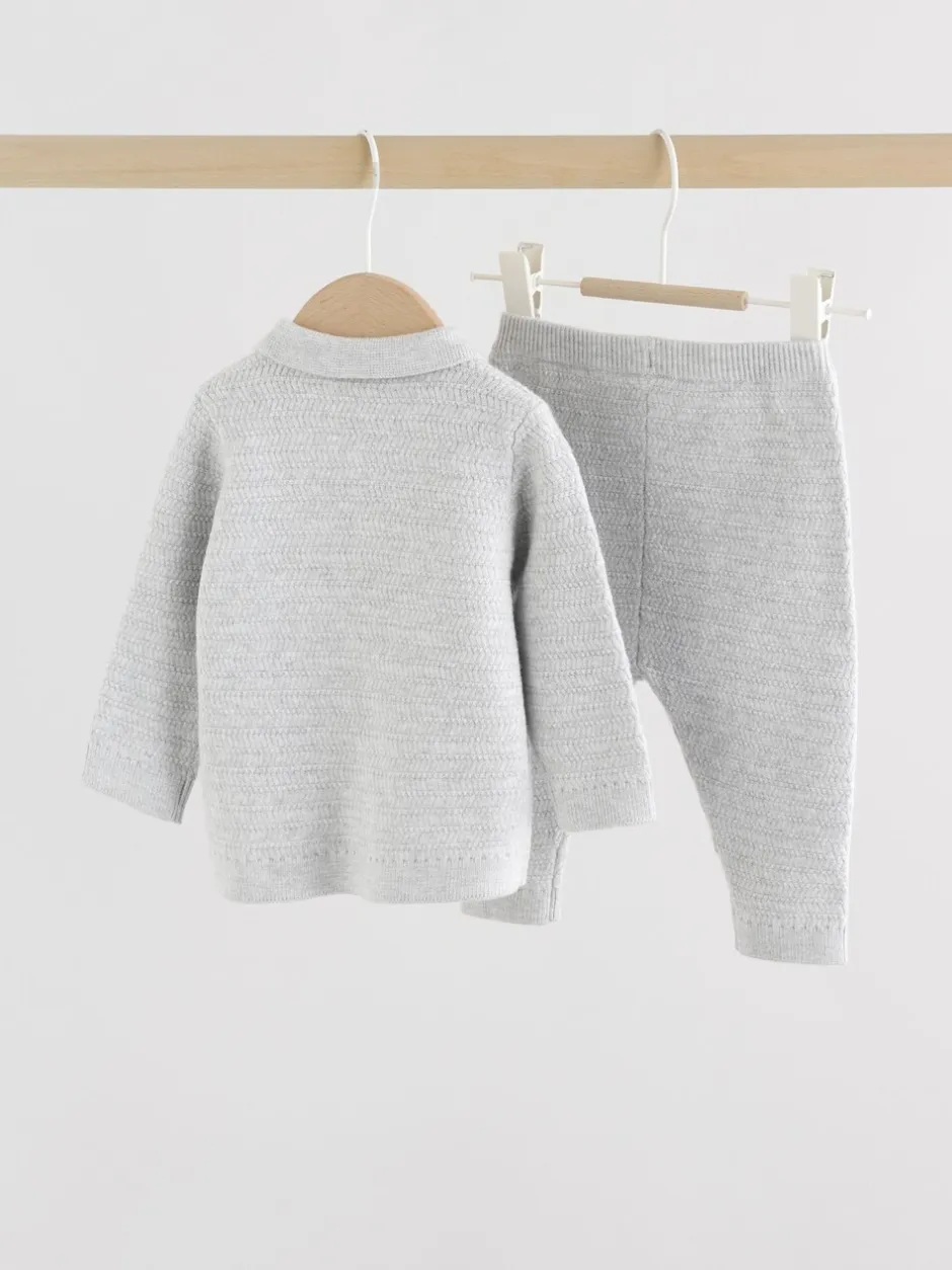 Truien En Breisels|Next Grijs - Babyset met gebreide trui en legging (0mnd-2jr)