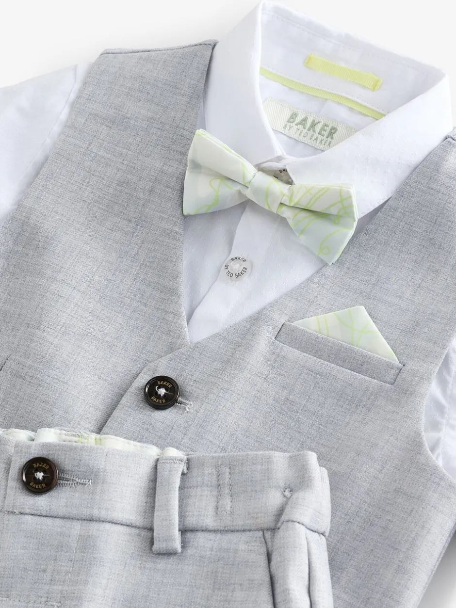 Kostuums En Herenvesten|Baker by Ted Baker - set van gilet, overhemd en broek Grijs
