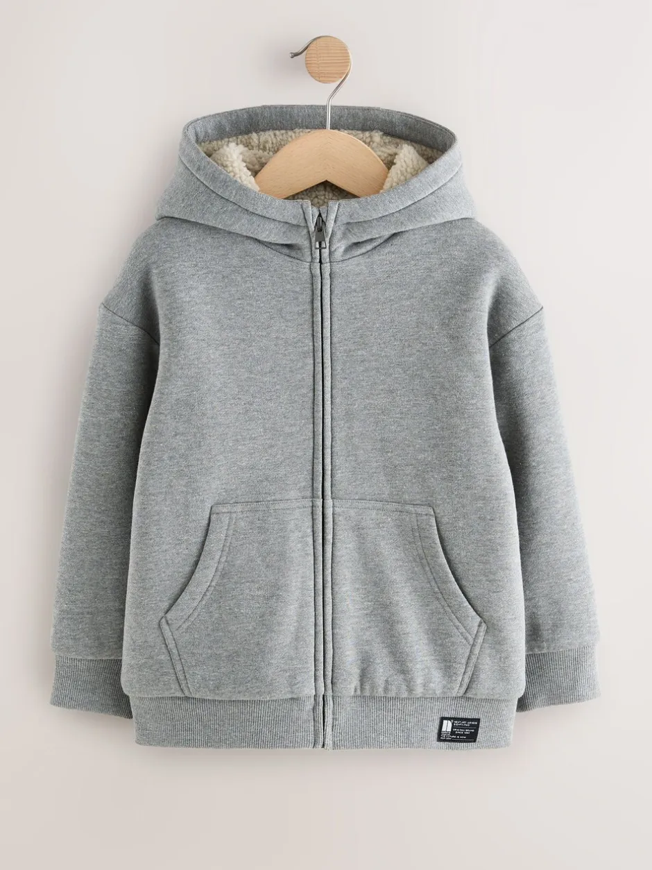 Sweaters En Hoody´S|Next - Borg Fleece Zip Through Hoodie (3-16yrs) Grijs