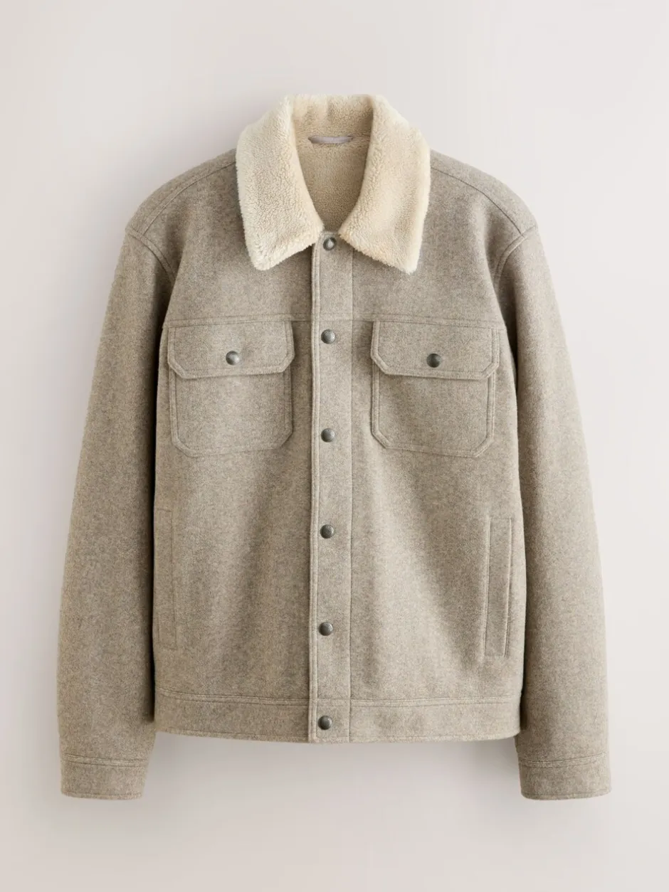 Jassen En Jacks|Next Grijs - Borg Lined Trucker Jacket