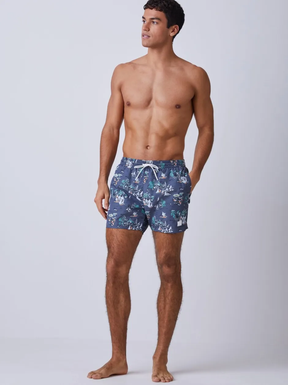 Badkleding|BOSS - Piranha Printed Swim Shorts Grijs