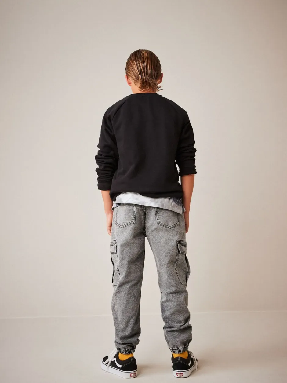 Jeans|Next - Cargo jeans met elastische taille (3-16 jr) Grijs