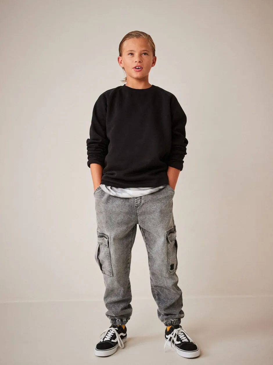 Jeans|Next - Cargo jeans met elastische taille (3-16 jr) Grijs