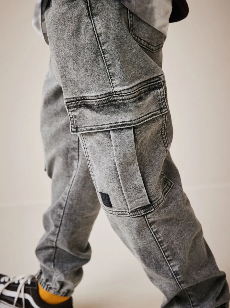 Jeans|Next - Cargo jeans met elastische taille (3-16 jr) Grijs
