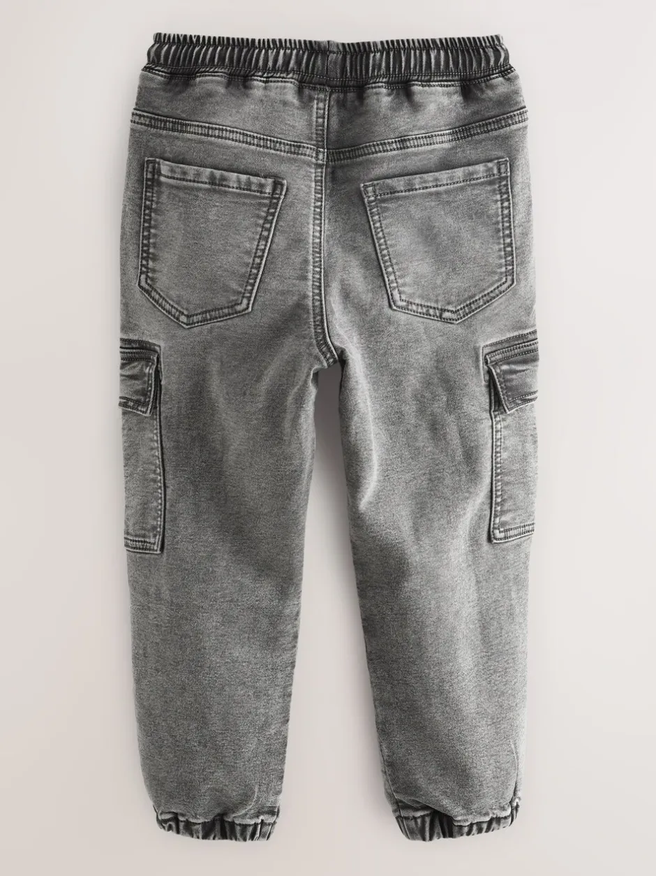 Jeans|Next - Cargo jeans met elastische taille (3-16 jr) Grijs