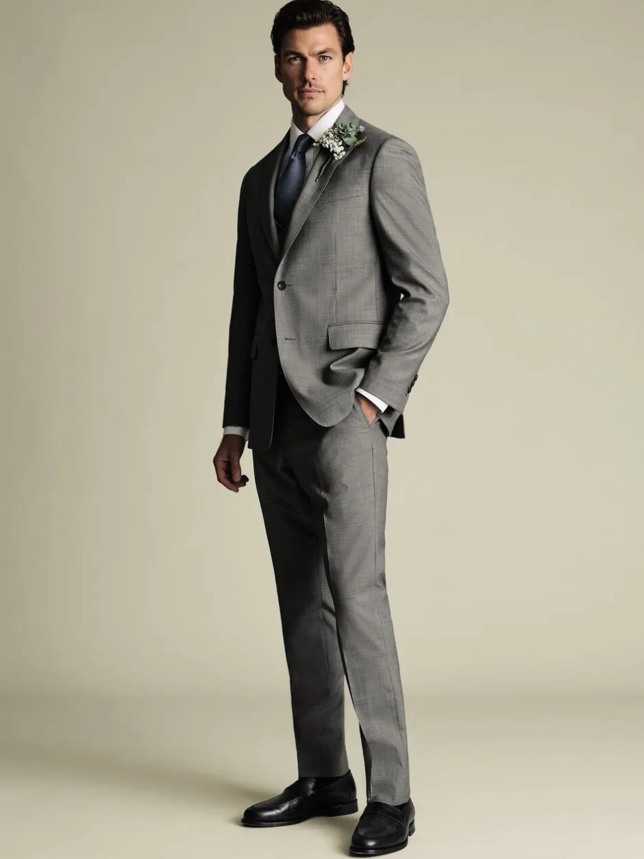 Formele Broek*Charles Tyrwhitt - Sharkskin Slim Fit Jacket Grijs