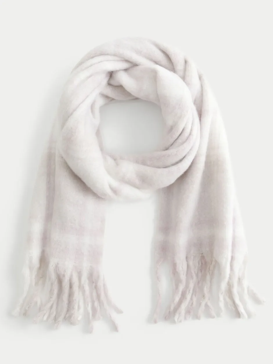 Mutsen, Handschoenen En Sjaals|Hollister - Cosy Check Scarf Grijs
