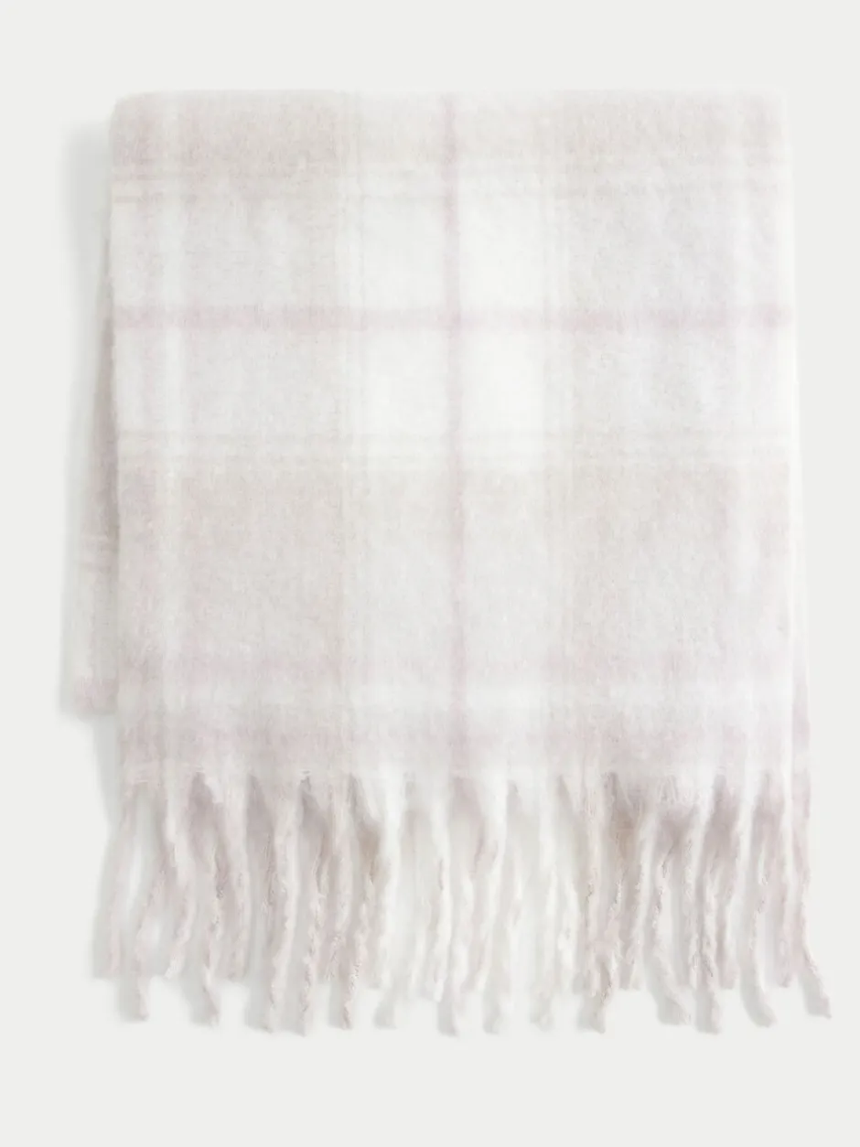 Mutsen, Handschoenen En Sjaals|Hollister - Cosy Check Scarf Grijs