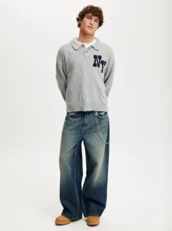 Poloshirts*Cotton On - Boxy Rugby Polo Shirt Grijs