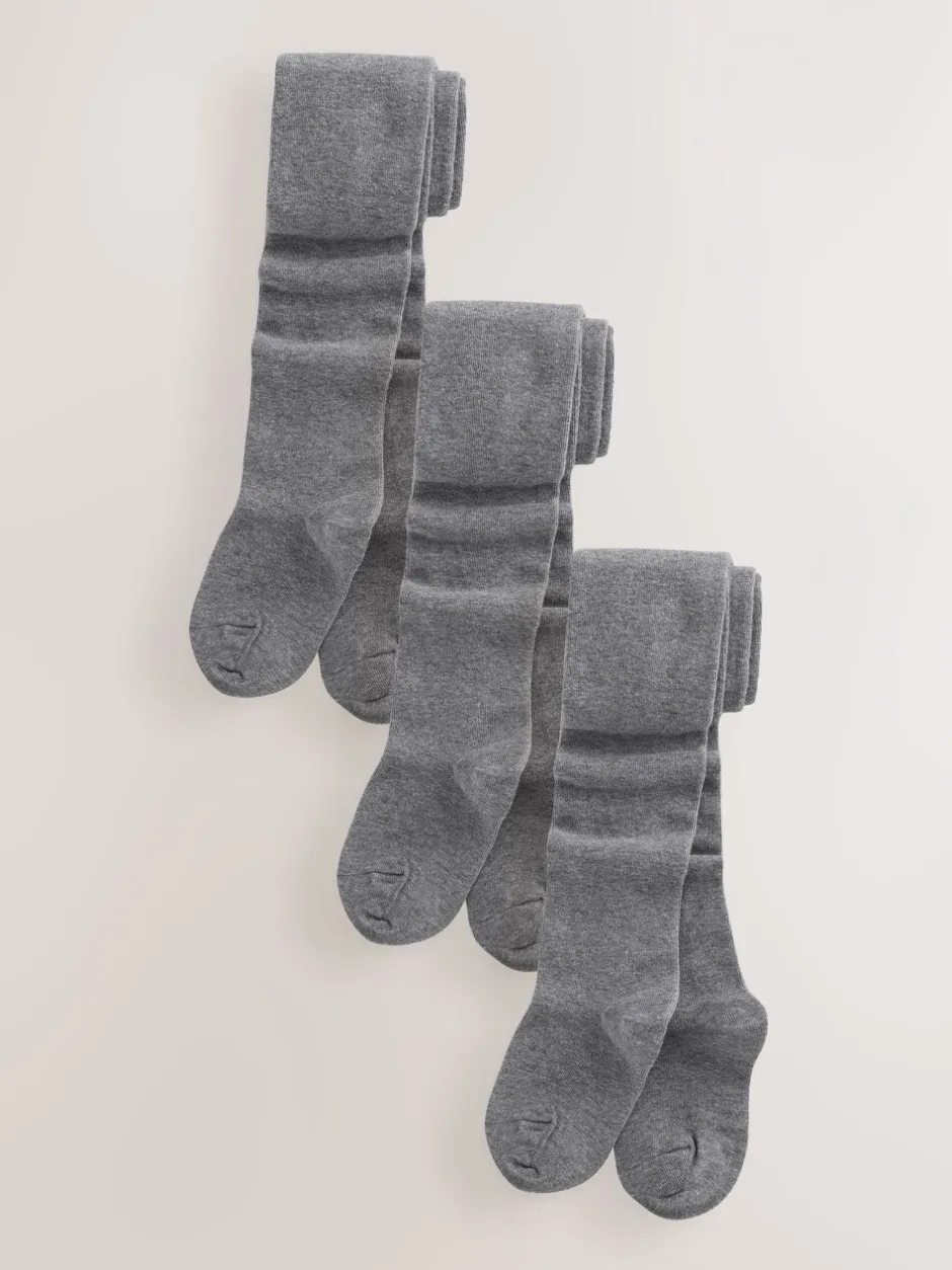 Sokken En Panty's|Schoolkleding*Next - Cotton Rich School Tights 3 Pack Grijs