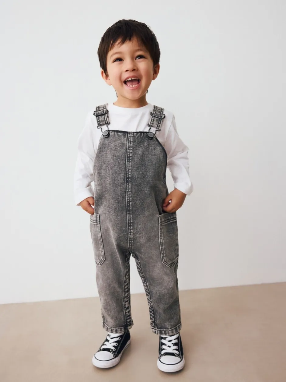 Rompertjes En Tuinbroeken|Next - Denim tuinbroek (3mnd -7jr) Grijs