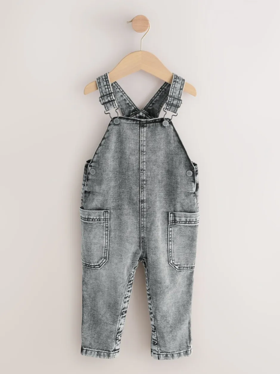 Rompertjes En Tuinbroeken|Next - Denim tuinbroek (3mnd -7jr) Grijs