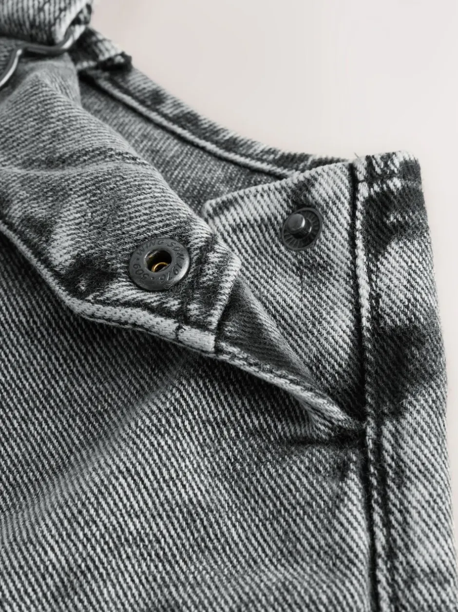 Rompertjes En Tuinbroeken|Next - Denim tuinbroek (3mnd -7jr) Grijs