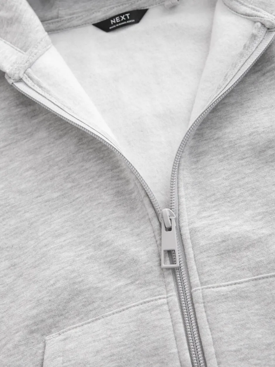 Schoolkleding*Next Grijs - Effen hoodie met doorlopende rits (3-16 jr)