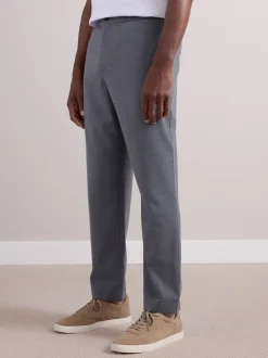 Formele Broek*Next - Elasticated Waist Wool Rich Textured Formal Trousers Grijs