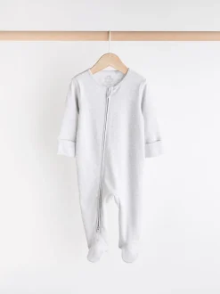 Babypakjes En Babypyjama's|Next - Essential 100% Katoenen babypakjes met rits 3 Pack (0-3jr) Grijs