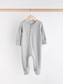 Babypakjes En Babypyjama's|Next - Essential 100% Katoenen babypakjes met rits 3 Pack (0-3jr) Grijs