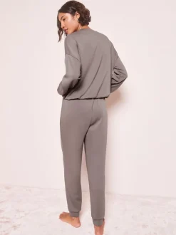 Loungewear|Alle Nacht- En Loungekleding|Friends Like These - Premium Contrast Long Sleeve Pyjama Top Grijs