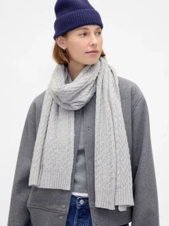 Mutsen, Handschoenen En Sjaals*Gap - CashSoft Cable Knit Scarf Grijs