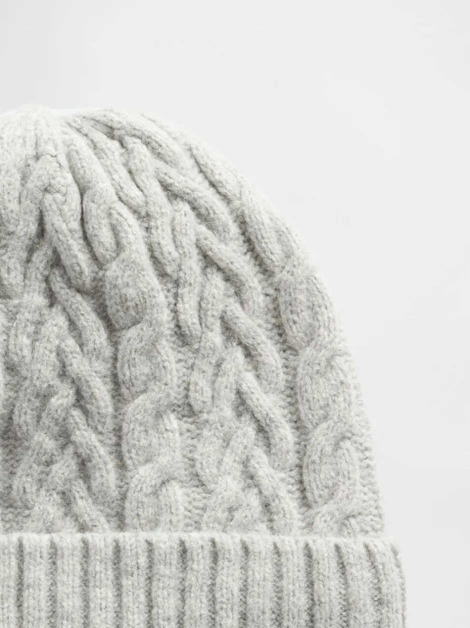 Mutsen, Sjaals En Handschoenen|Gap - CashSoft Cable-Knit Beanie Grijs