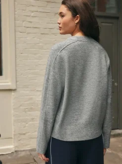Gebreide Kleding*Next - Gebreide trui met ronde hals van wol Grijs