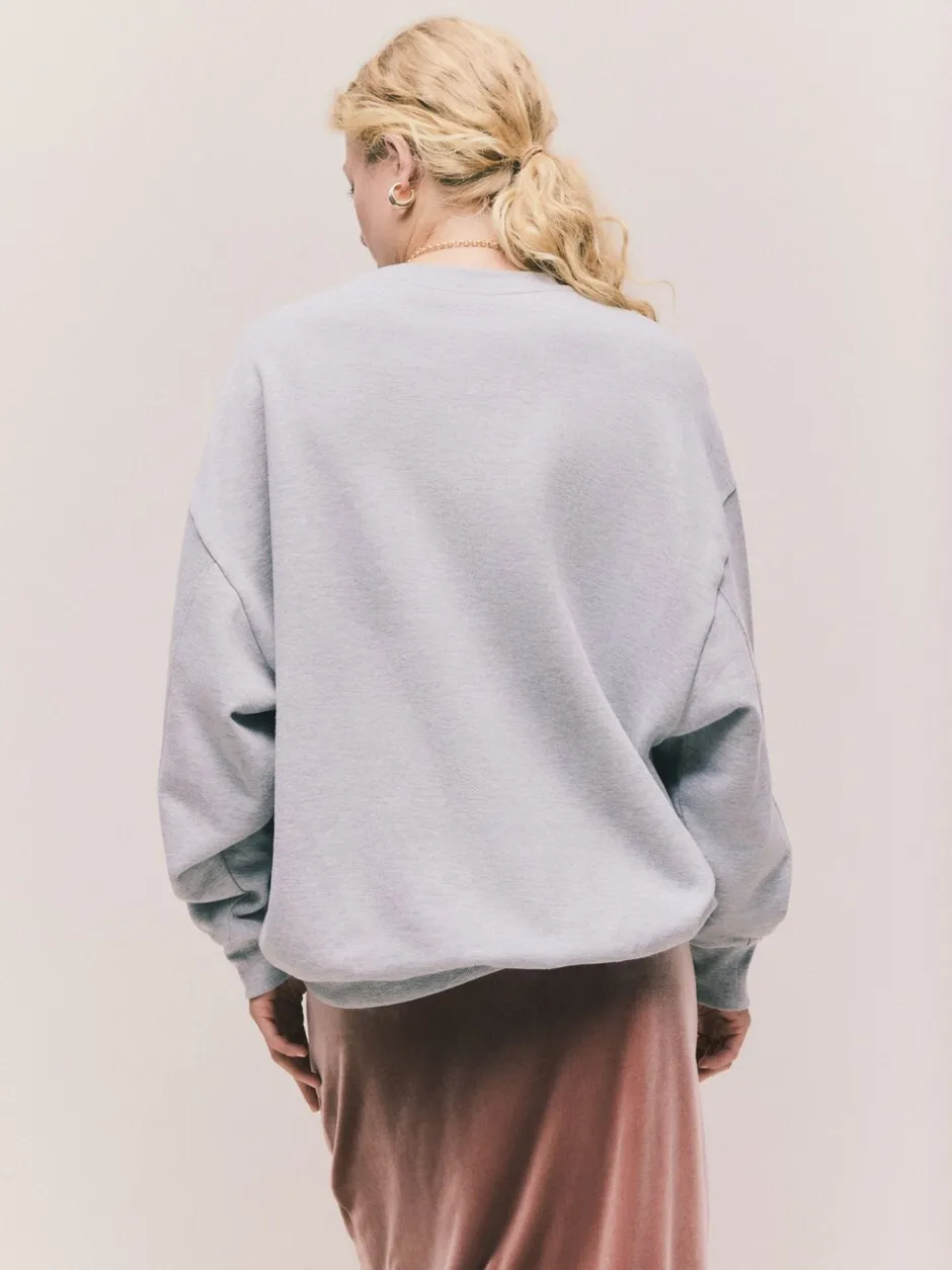 Hoody's En Sweatshirts*Next Grijs - Grafisch satijnapplicatie 'Le Marais' City sweatshirt met lange mouwen en ronde hals