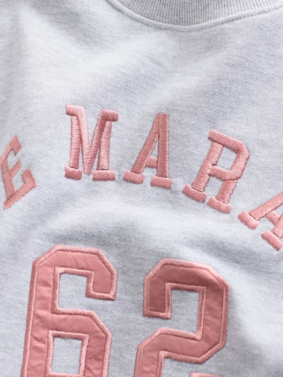 Hoody's En Sweatshirts*Next Grijs - Grafisch satijnapplicatie 'Le Marais' City sweatshirt met lange mouwen en ronde hals