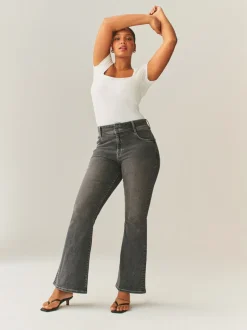 Jeans|Next Grijs - Hourglass stretchy flare jeans met hoge taille