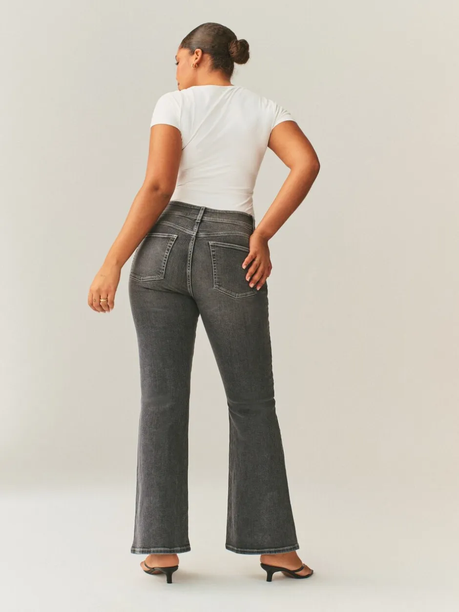 Jeans|Next Grijs - Hourglass stretchy flare jeans met hoge taille