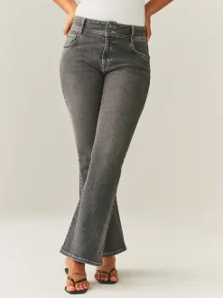 Jeans|Next Grijs - Hourglass stretchy flare jeans met hoge taille