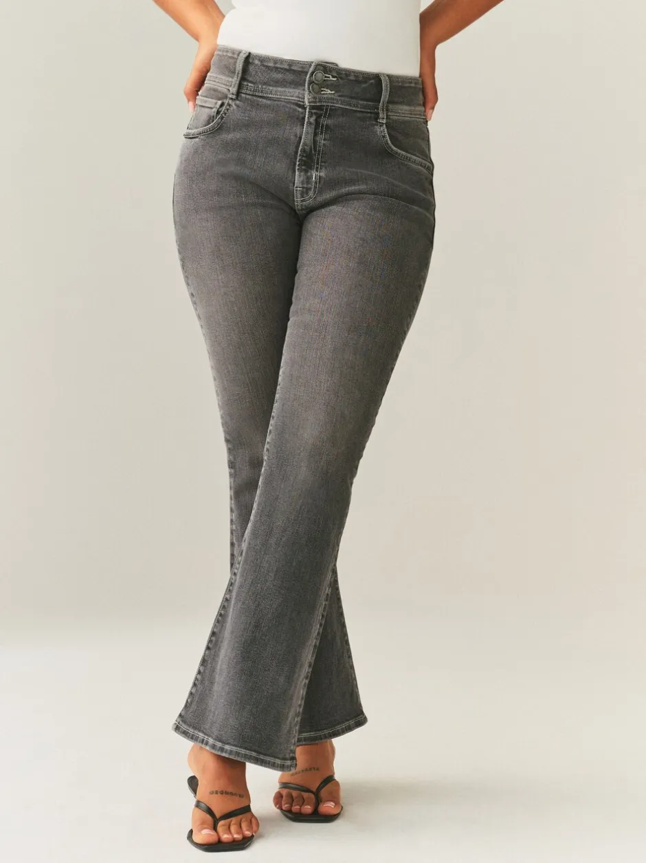 Jeans|Next Grijs - Hourglass stretchy flare jeans met hoge taille