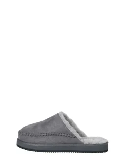 Pantoffels*JACK & JONES - Fleece Lined Stitch Detail Mule Slippers Grijs