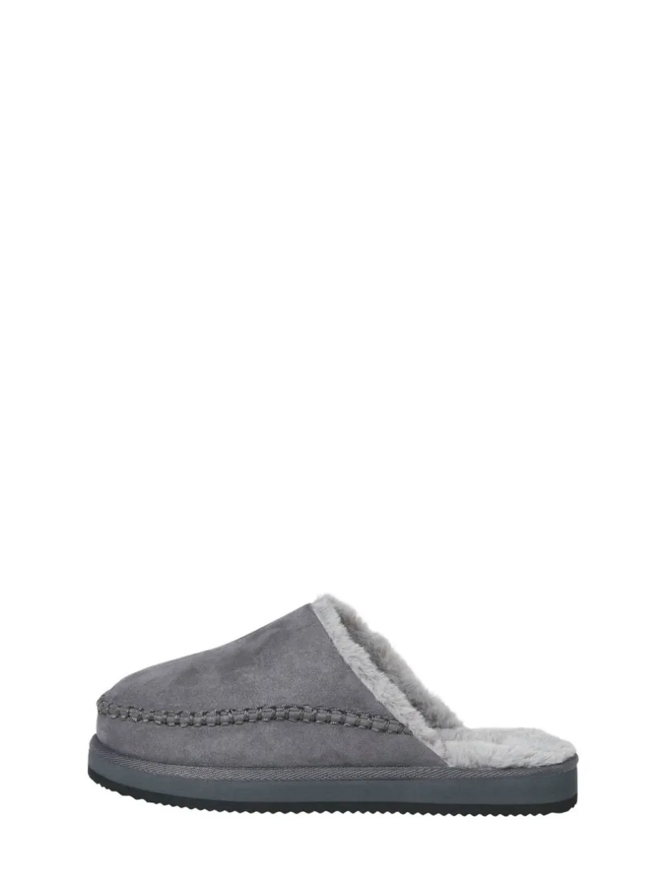 Pantoffels*JACK & JONES - Fleece Lined Stitch Detail Mule Slippers Grijs