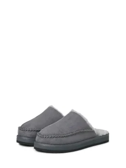 Pantoffels*JACK & JONES - Fleece Lined Stitch Detail Mule Slippers Grijs