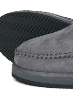 Pantoffels*JACK & JONES - Fleece Lined Stitch Detail Mule Slippers Grijs