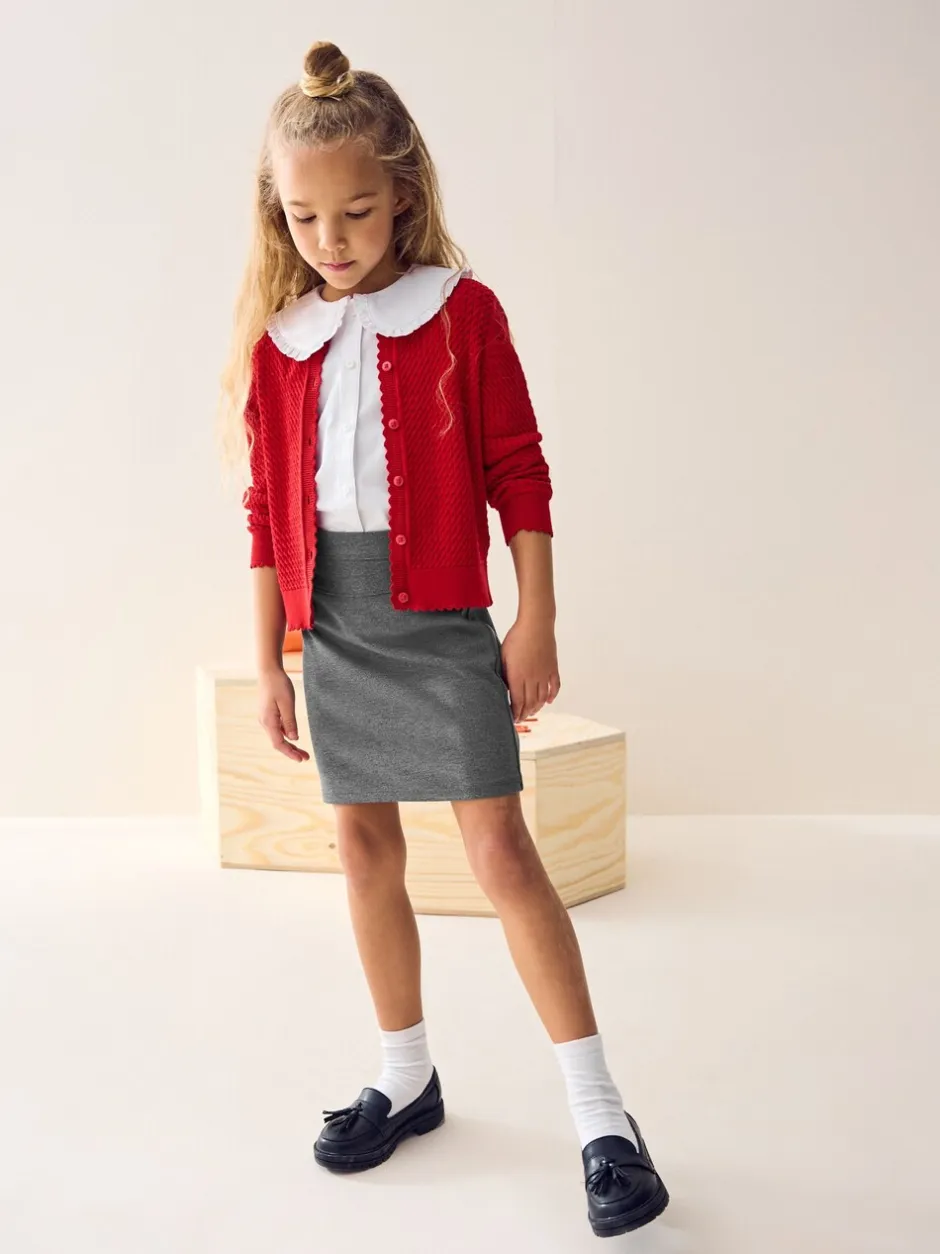 Shorts En Rokken*Next - Jersey stretch schoolkokerrok met aantrekkoord (3 - 18 jr) Grijs