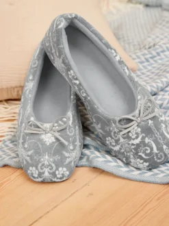 Pantoffels*Laura Ashley - ballerina pantoffels Grijs