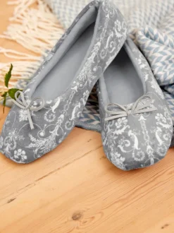Pantoffels*Laura Ashley - ballerina pantoffels Grijs
