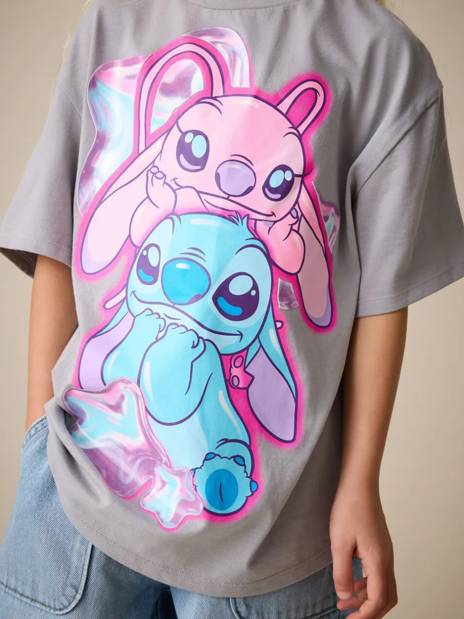 T-Shirts|Next - Lilo & Stitch Oversized Graphic T-Shirt (3-16yrs) Grijs