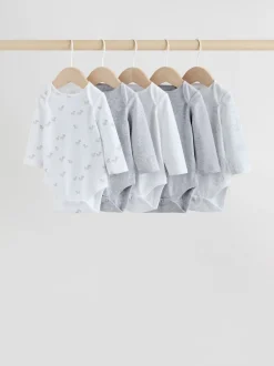 Rompertjes En Hemdjes|Rompertjes En Hemdjes|Next Grijs - Long Sleeved Baby Bodysuits 5 Pack