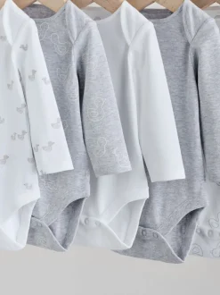 Rompertjes En Hemdjes|Rompertjes En Hemdjes|Next Grijs - Long Sleeved Baby Bodysuits 5 Pack