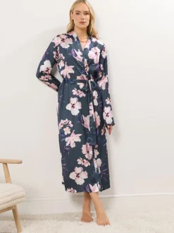 Badjassen|Long Tall Sally - Satin Maxi Robe Grijs