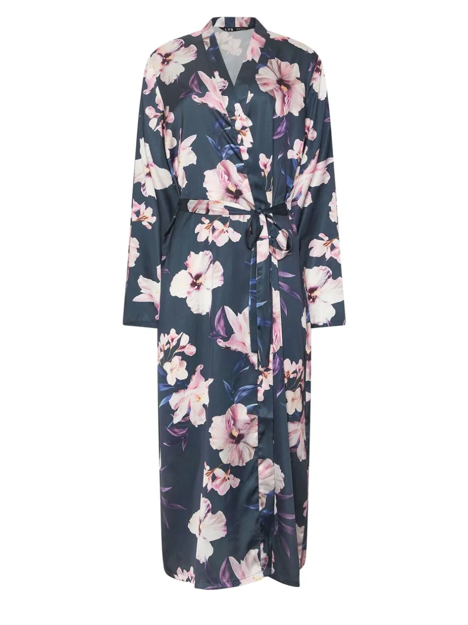 Badjassen|Long Tall Sally - Satin Maxi Robe Grijs