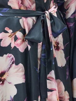 Badjassen|Long Tall Sally - Satin Maxi Robe Grijs