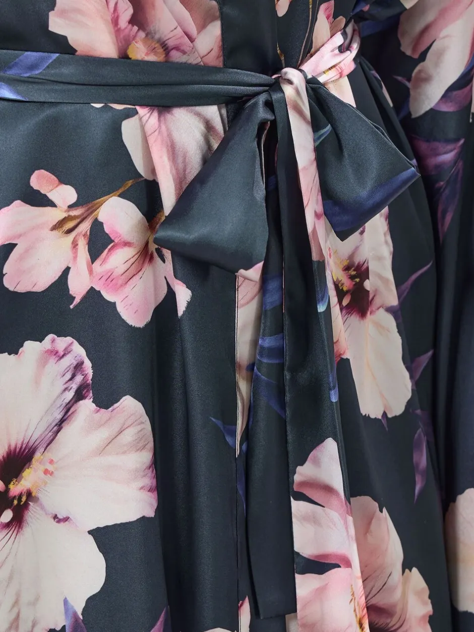 Badjassen|Long Tall Sally - Satin Maxi Robe Grijs