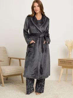 Badjassen*M&Co - Ribbon Shawl Collar Robe Grijs