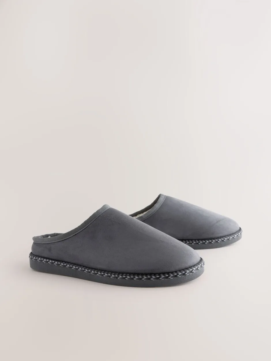 Pantoffels|Loungewear*Next - Microsuede Taped Mule Slippers Grijs