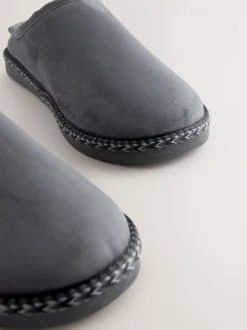 Pantoffels|Loungewear*Next - Microsuede Taped Mule Slippers Grijs