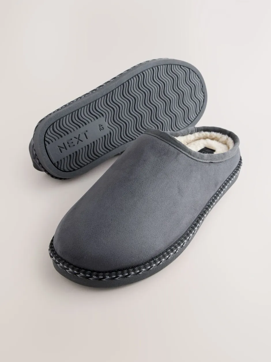Pantoffels|Loungewear*Next - Microsuede Taped Mule Slippers Grijs